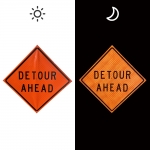 Roll Up Sign & Stand - 48 Inch Reflective Detour Ahead Roll Up Traffic Sign